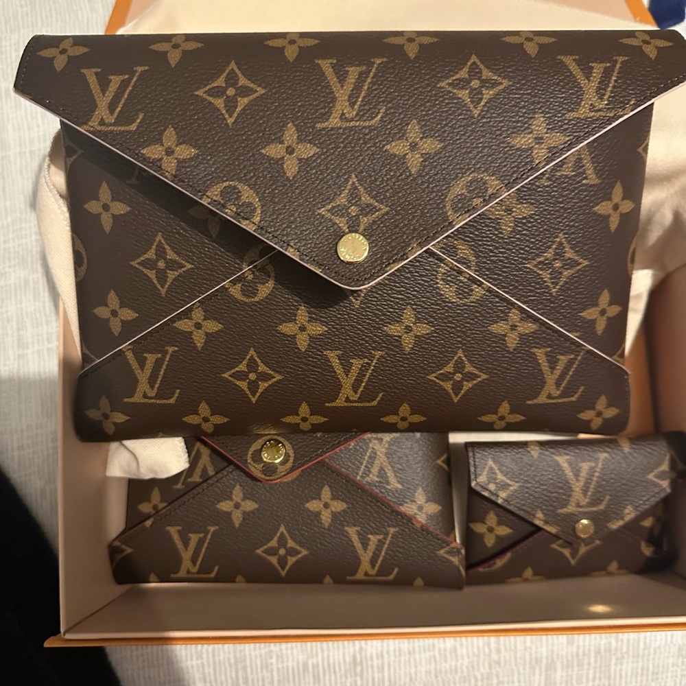 Louis Vuitton Brown and Gold Monogram Wallet Trio